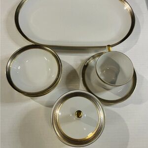 Rare Vintage Bavaria Germany Porcelain Tea Set 9-Piece Gold Trim Discontinued